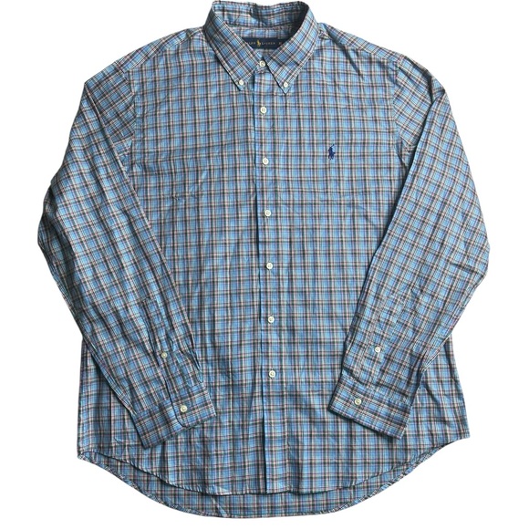 Polo Ralph Lauren Men’s Button Down Shirt XL Blue Plaid Long Sleeve Classic Fit - Picture 1 of 5